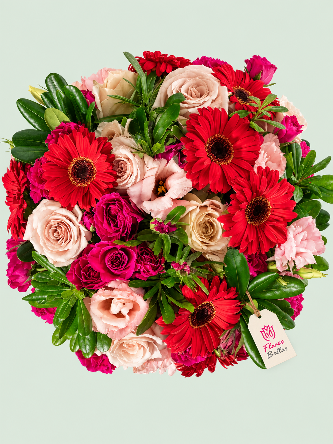 Arreglo de Gerberas Rojas y Lisianthus - Imagen 3
