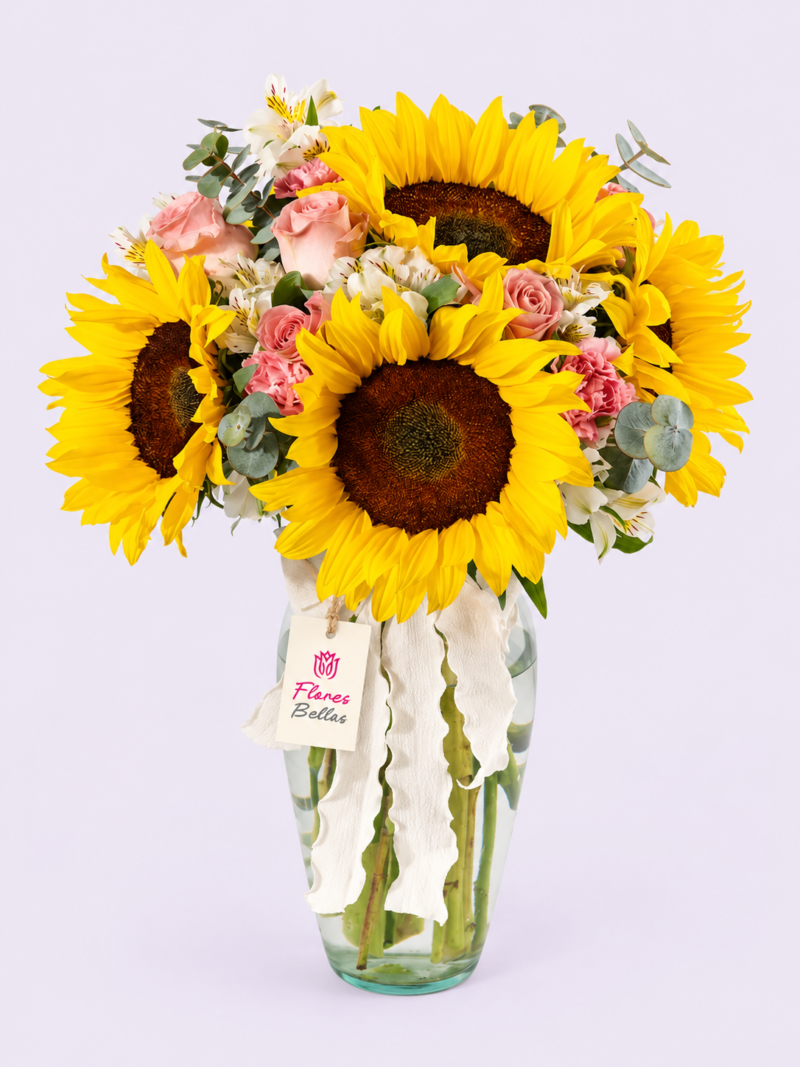 Arreglo de Girasoles y Rosas